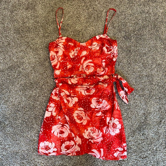 Reformation Corfu Dress Wrap Tie Up Valentines Rose Flower Print - Picture 1 of 6